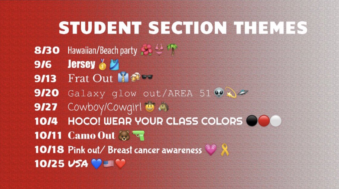 Here are the themes for Milan football games 2019! Let’s go Big Reds!