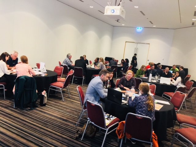 SustainAssoc's tweet photo. What a great 'Table Top' session! Thank you to all the Table Top presenters - Dr Anne Kovachevich, Ms Josie Raftery, Ms Christy Spier, Mr Peter Maganov, Ms Sofie Pringle, Mr Christopher Butcher & Bec Taylor. #LIVEABLE19 #Liveability #Sustainability https://t.co/UaROw1e4My