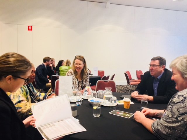 SustainAssoc's tweet photo. What a great 'Table Top' session! Thank you to all the Table Top presenters - Dr Anne Kovachevich, Ms Josie Raftery, Ms Christy Spier, Mr Peter Maganov, Ms Sofie Pringle, Mr Christopher Butcher & Bec Taylor. #LIVEABLE19 #Liveability #Sustainability https://t.co/UaROw1e4My