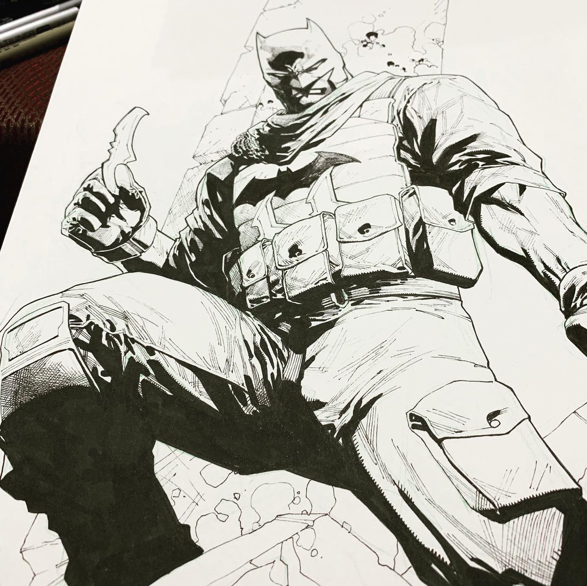 StephenSegovia's tweet photo. #batman art I did at #sdcc2019. I love the Mitch Gerald version of Batman and Im glad the client ask for this. https://t.co/9ySMU6KYJg