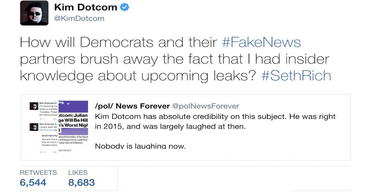 Kim Dotcom has reached out with his Attorney's multiple times to meet with the United States Government to deliver his Intelligence in the Seth Rich murder investigation. He has received no response from the Department of Justice into this matter.  #SethRich