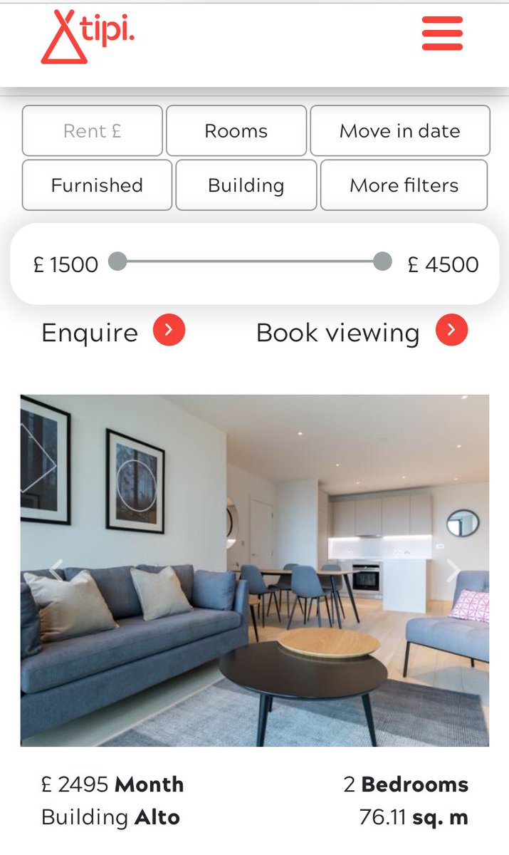 JadeFrancesAzim's tweet photo. I just looked at Tipi homes, the developer selling themselves as a ‘rental rebellion’. The cheapest property they have is £1500pm for a 1 bed. Incredible stuff. https://t.co/TQ7Xk0TeDj