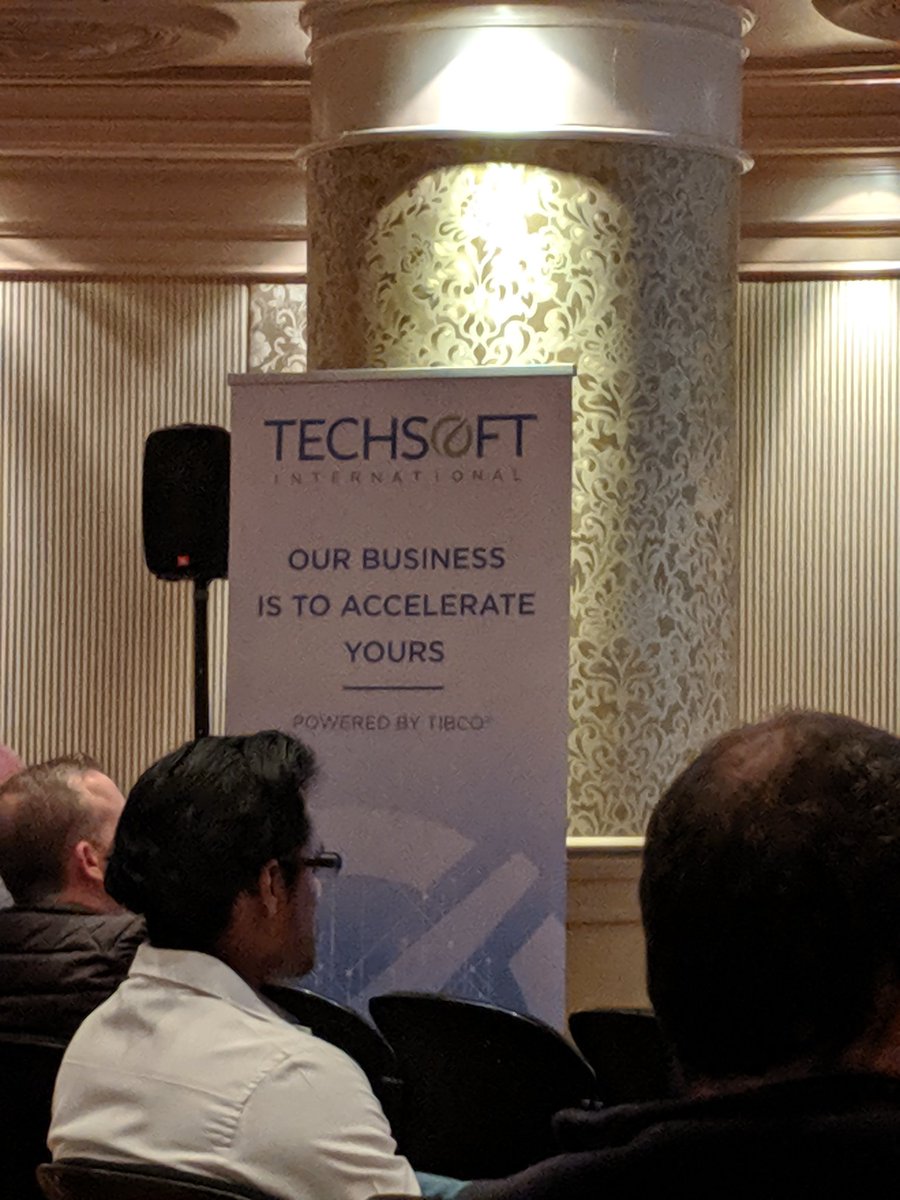 derekbirdsong's tweet photo. . @shawnrog outlines the path to adopting digital transformation, in order to push past the competition. Live at #techsoft innovation day, powered by @TIBCO https://t.co/AX8A2SpfWo