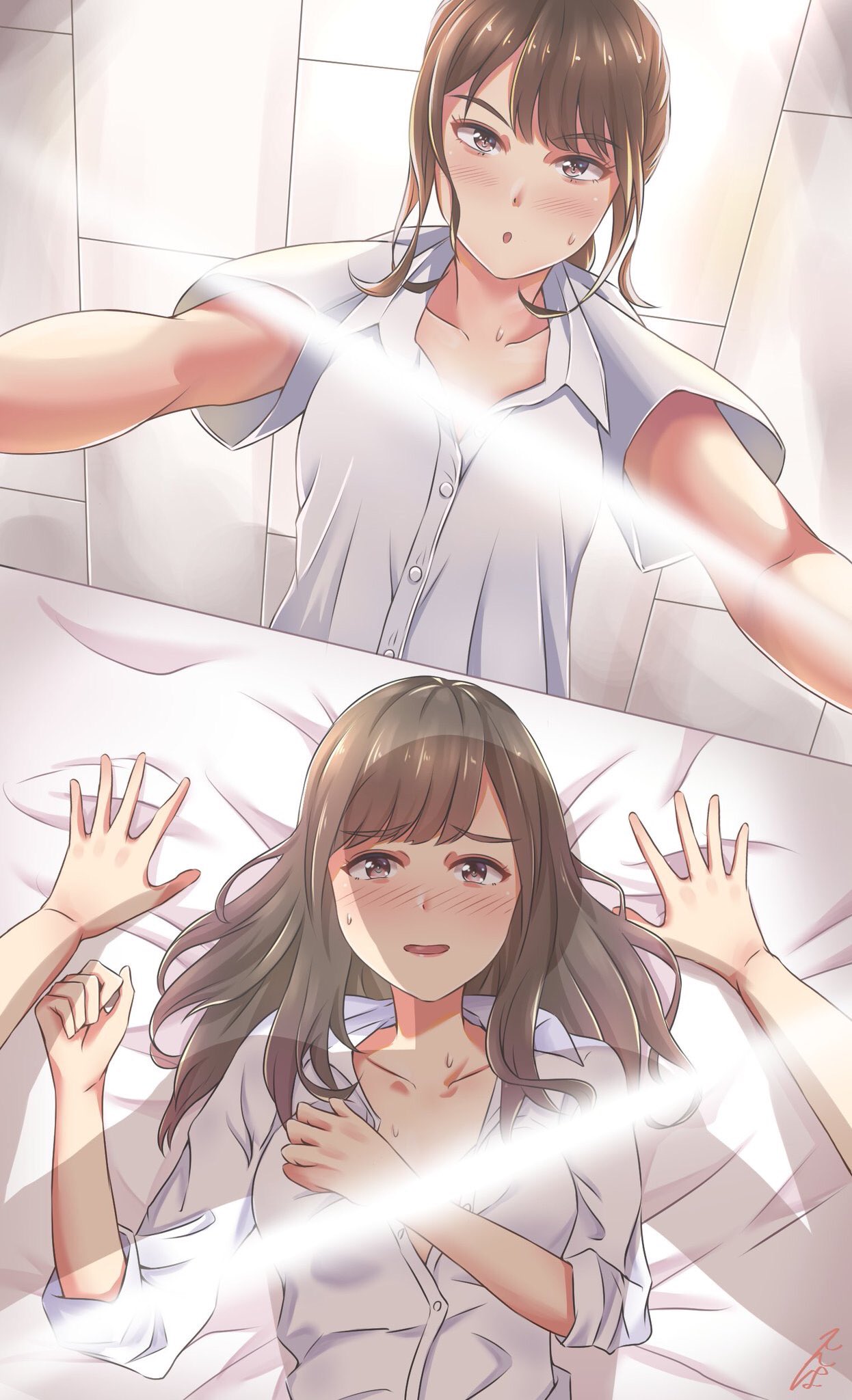 てんぱ على تويتر 3ヶ月前に描いたこの絵と構図同じなのウケるな 後は押し倒すおたけもください