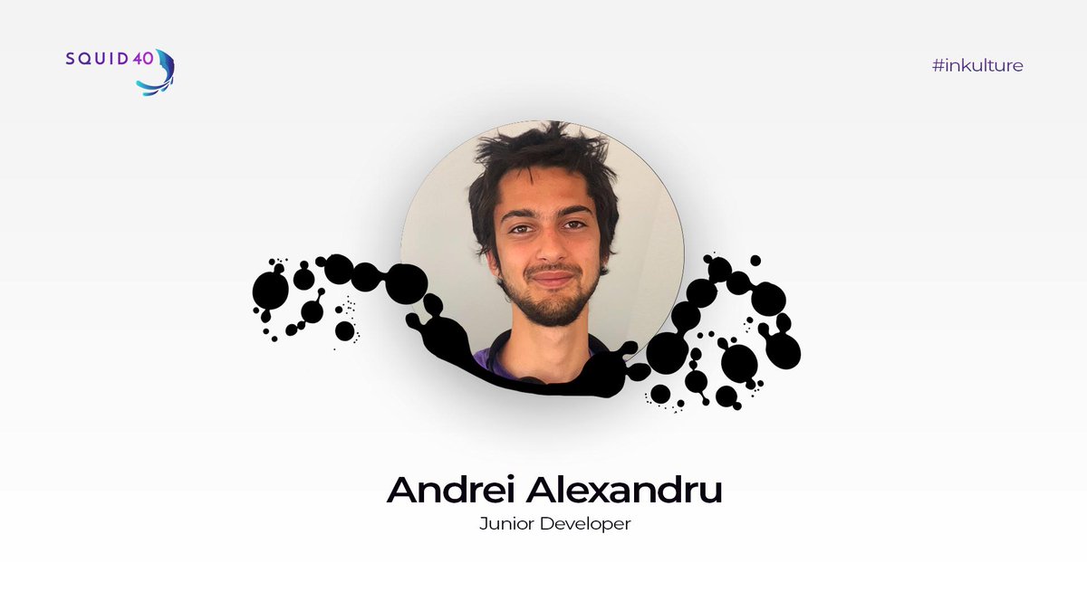 Squid_40's tweet image. 😏 Meet Andrei, our keen Jr. Developer and his thoughts about us: 
➡️"To be a Squid can be defined by 3 core values: adaptable, hard-working &amp;amp; lots of fun. Work hard, party harder!"🦑

So happy to have this one among us!

#weareSquid40 #innovationstudio #bestdevs  #FollowTheInk