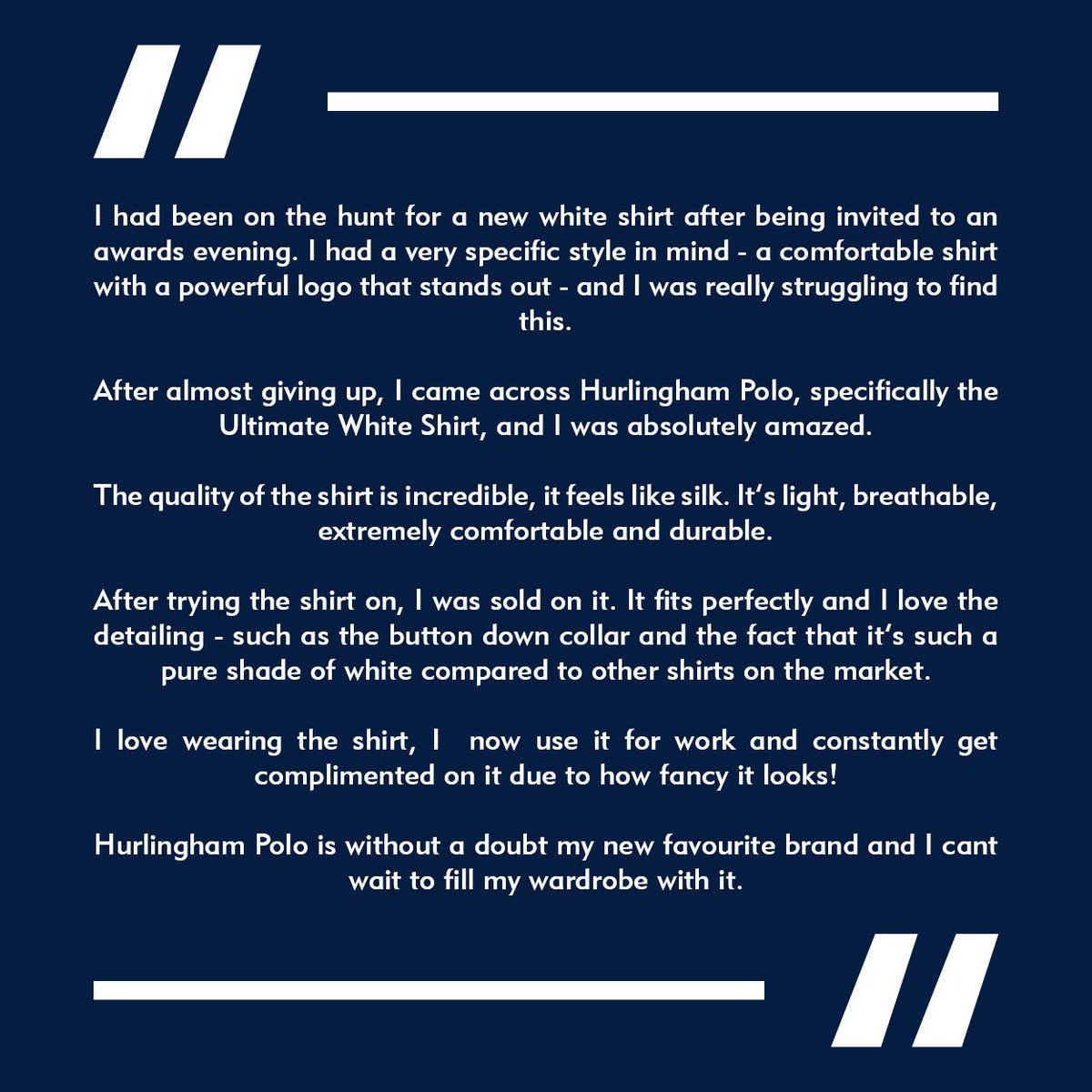 Check out this amazing review that we've received for our Ultimate White Shirt 😍 Visit bit.ly/2KGaFxa to see the shirt for yourself #HurlinghamPolo1875 #HurlinghamPolo #Polo #TuesdayThoughts #ForTheRuleMakers