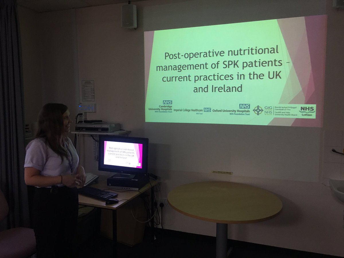 Lynsey_RD's tweet photo. @GarnishZoe presented the National service evaluation of nutrition support 4 patients after simultaneous pancreas-kidney transplant at @CUH_dietitians department meeting.

Sharing findings of our work is part of @CUH_dietitians audit &amp; research strategy https://t.co/e9Vvs78GCG