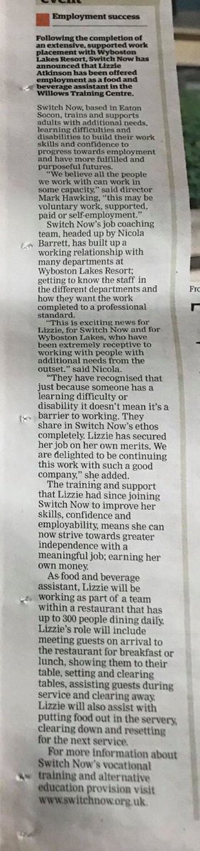 switchnowcic's tweet photo. Always grateful for publicity in the local press to share our successes at Switch Now
 #switchnow #changingopportunities #huntspost @huntspost https://t.co/htU9SFXi6s