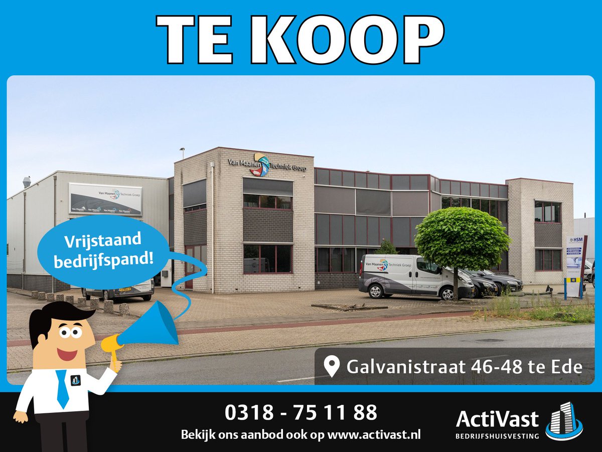 ActiVast's tweet photo. Te Koop: Galvanistraat 46-48 te Ede. Zeer fraai vrijstaand bedrijfspand met een oppervlakte van ca. 1484 m². Het pand beschikt over een kantoorruimte en showroom en is gelegen op een perfecte zichtlocatie op bedrijventerrein De Frankeneng.  https://t.co/FP0L8z0MvT https://t.co/FZ7K21Eu15