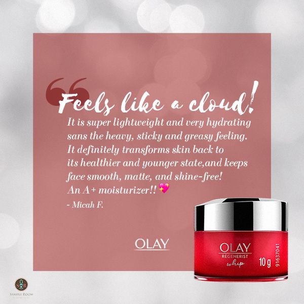 SampleRoomPH's tweet photo. Looking for a lightweight, non-greasy anti-ageing cream that hydrates, firms, and effectively diminishes wrinkles and fine lines? We’ve got you covered! Check out what our member, Micah has to say about her experience using #OlayPH Regenerist Whip! #GlowUpFearlessly #FeelTheWhip https://t.co/YM4aO5QjEn