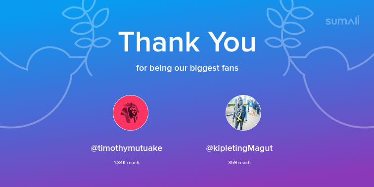 SimonMJnr's tweet photo. Our biggest fans this week: timothymutuake, kipletingMagut. Thank you! via https://t.co/xWgl8pTd1z https://t.co/dW9vLZSskd