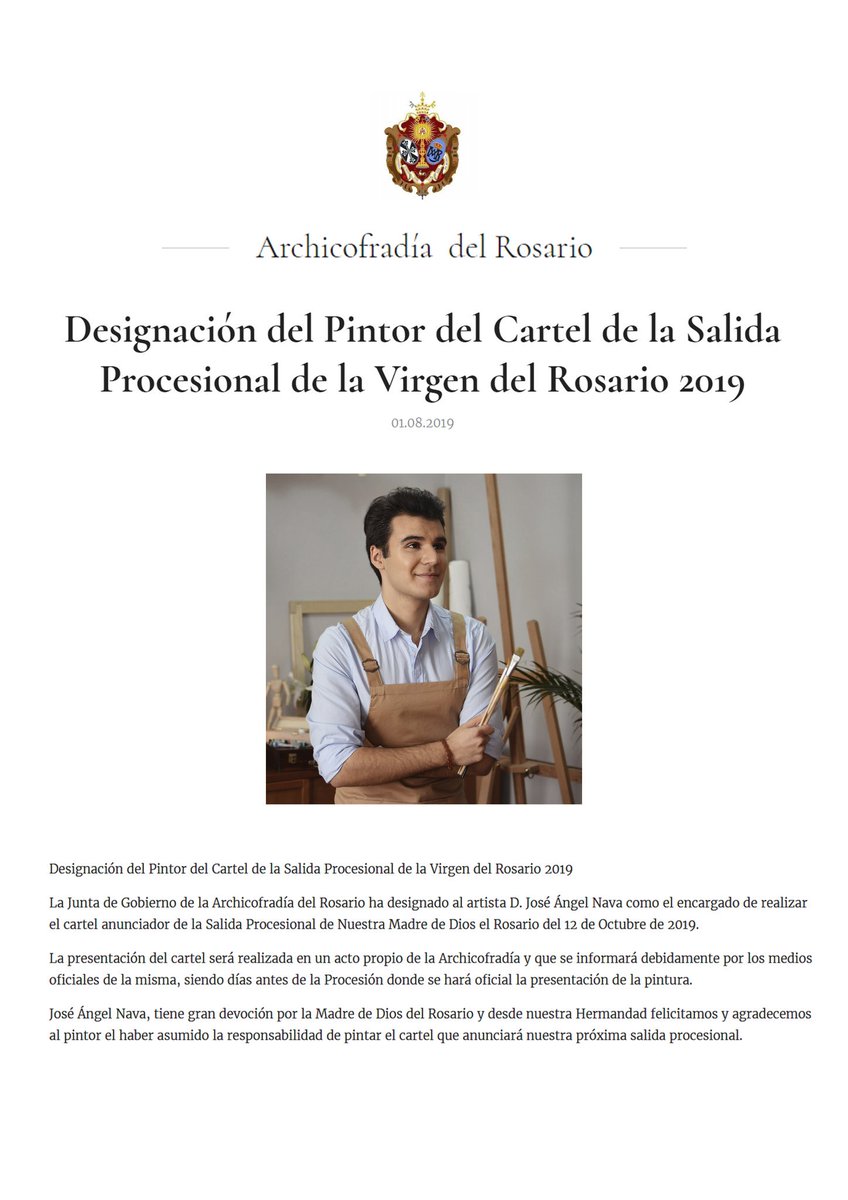 Joseangelnava92's tweet photo. CARTEL ROSARIO 2019 SALAMANCA / Gracias a la Archicofradía del Rosario por confiar en mí trabajo para el cartel de este año en su X Aniversario. https://t.co/XaGeNUkRE1