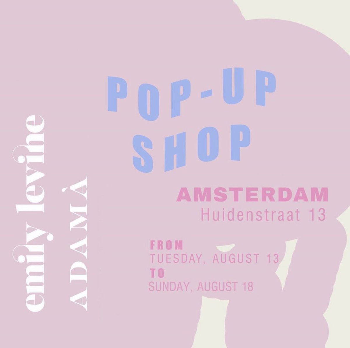 PopstoresNL's tweet photo. T/m zondag kan je de #adama x #emilylevine pop-up vinden in @demerkenwinkel, amsterdam.  Hier kan je je favoriete accessoires en all-natural-skincare producten vinden.

#emilylevine #amsterdam #wabisabi #popup #shop #welcome #dehuidenstraat #amsterdam #popupstore #popupamsterdam https://t.co/bkw7sENNUr