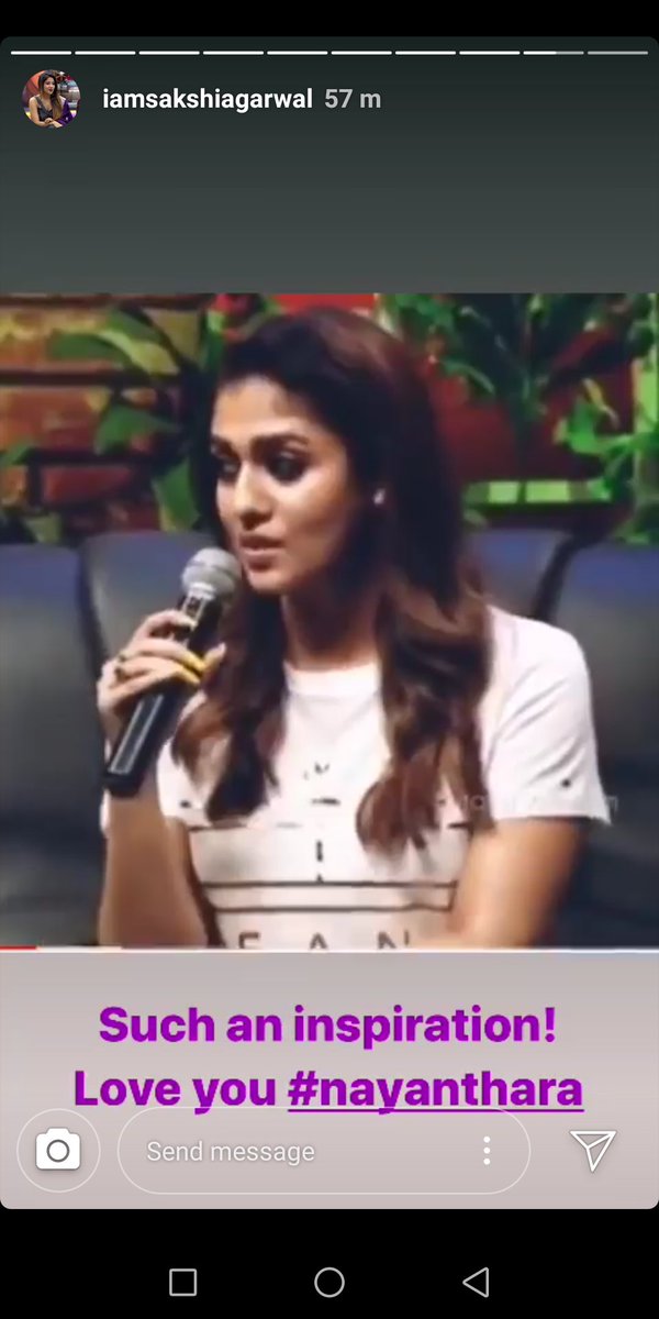 T149 "Such an inspiration, love you Nayanthara" - Sakshi Agarwal's Insta story..!  #LadySuperStar  #Nayanthara  #LadySuperStarNayanthara  #CelebsAboutLadysuperstar  #SakshiAgarwal  #Biggbosstamil3  #BiggBossTamil