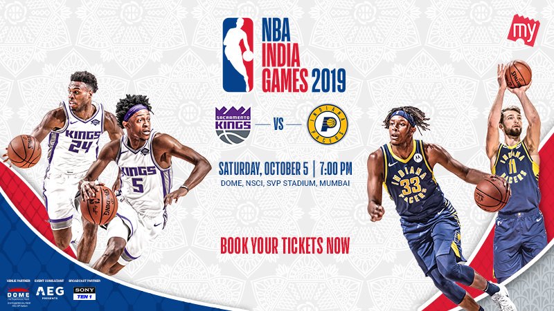 bookmyshow's tweet photo. The BIG day is finally here. Tickets for #NBAIndiaGames 2019 are now live!
Registered users can book now: https://t.co/DAt7puBHD6
#BMSxNBA #NBAIndia #NBA2019 #NBAinIndia #ThisIsBIG #IndianaPacers #Pacers #SacramentoKings #Kings https://t.co/M8xmd1NVuS