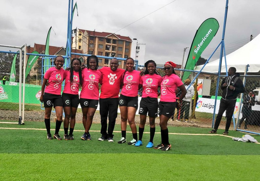 Safaricom's #TeamPepea at the launch of 3rd edition of #ChapaDimbaNaSafaricom #KOT5Aside