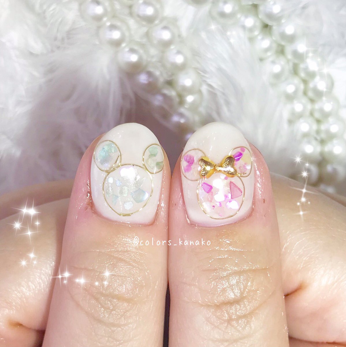 Color S カラーズ やすいかなこ على تويتر お客様nail フォトウェディング用にデザインさせて頂きました シルエットやワイヤーアートを盛り込んで お客様の大好きなディズニー仕様に Nail ウェディングネイル