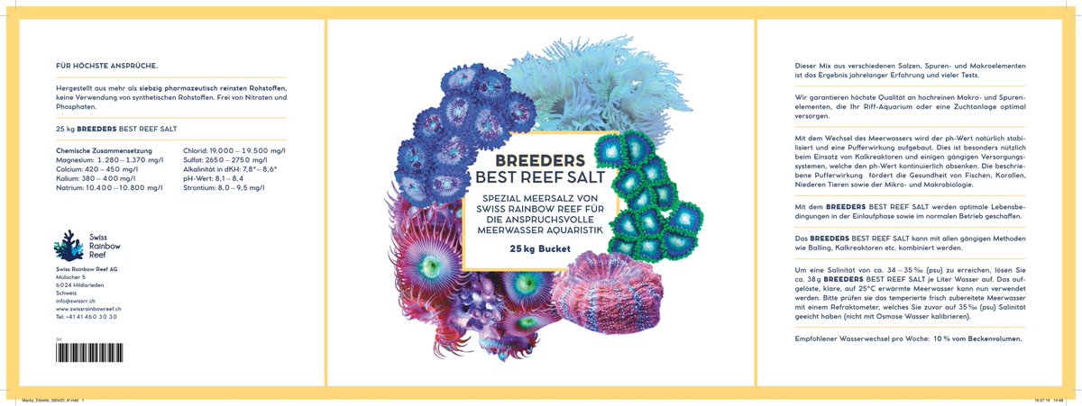 ReefSwiss's tweet photo. Swiss Rainbow Reef AG

Aktion zur Einführung unseres neuen Salz.

Reef-Salzmischung aus top Rohstoffen in bester Qualität.
Keine Phosphate und Silikate, eine top Mischung für 
den Profi Aquarianer.
Breeders Best Reef Salt im 25kg Eimer für 75.- anstatt 99.- nur im Ladengeschäft. https://t.co/kWdSxVl2sr