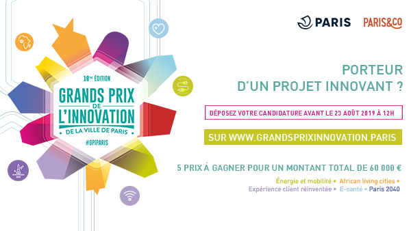 Paris's tweet photo. Vous développez un projet innovant ? Que vous soyez une #startup, ETI, PME, équipe de recherche... participez aux Grands Prix de l'Innovation 2019 ! 
- A gagner : 12 000 €
- Dossiers à déposer avant le 23/08

#GPIPARIS #innovation avec @paris_and_co
👉https://t.co/qx8qyE4fIr https://t.co/OLZILxF57G