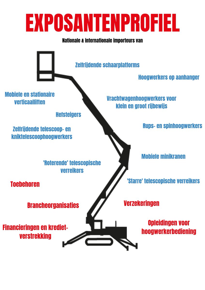 🙋‍♂️Welke exposanten vind je op Verticaaldagen Benelux?
Onder meer nationale en internationale importeurs van onderstaande hoogwerkers.

Op 5-7 november 2019 kun je ze weer ontmoeten in Evenementenhal Gorinchem. Voor meer informatie: bit.ly/Verticaaldagen #opdehoogtevannoviteiten