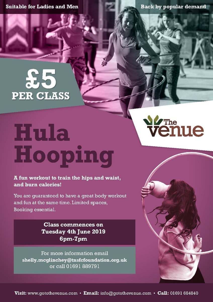 Hula Hooping is on tonight! Only £5 a session, see poster below for more information