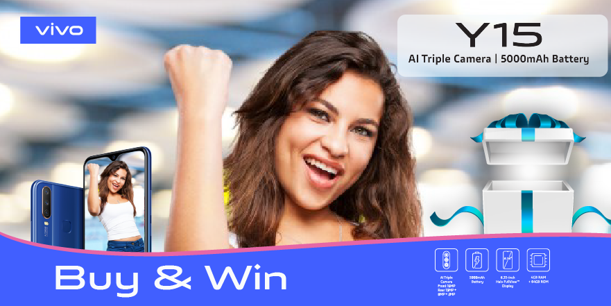 vivo_Kenya's tweet photo. Finally Y15 is in shops near you at KES 21999, with great prizes to be won for the first 300 buyers. Buy, get a scratch card and stand a chance of winning:
1. Cash back 
2. Half price offer for 2nd device purchased
3. Gift hampers
#vivoSmartphoneKE
#PoweredByYouthKE
#NowInKenya https://t.co/vK2ETuYXkG