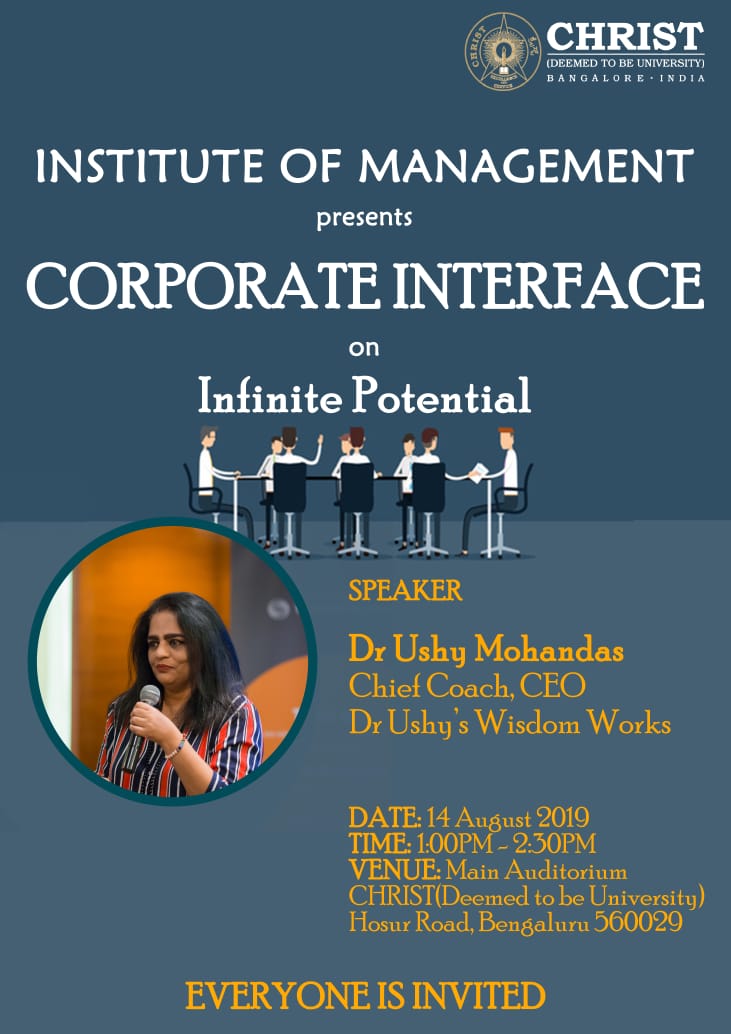 UshyMohanDas's tweet photo. See some of you tomorrow @christuniversit #corporateInterface https://t.co/JKbuTnSOp9