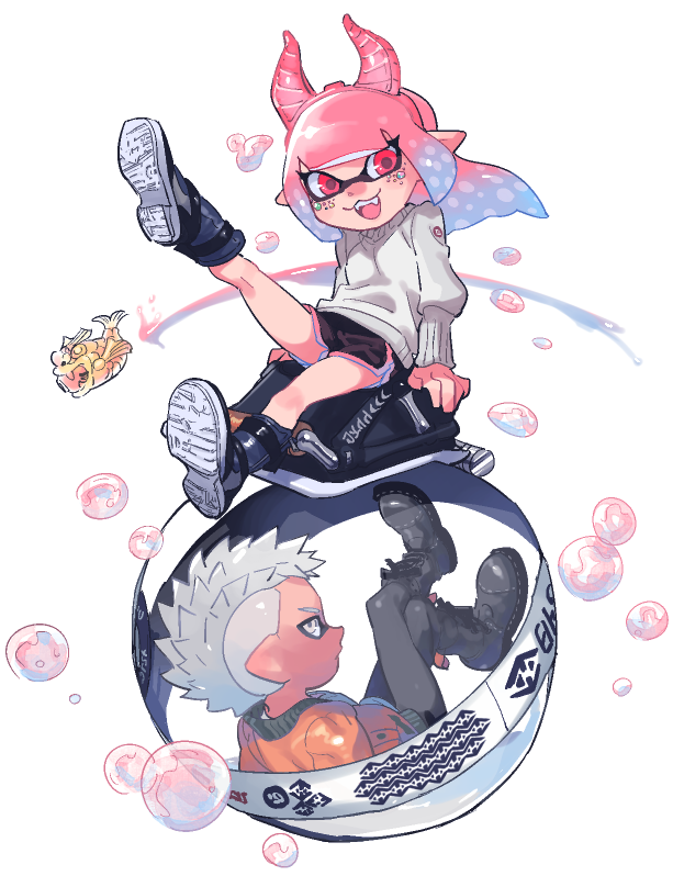 インクリング ,イカガール(スプラトゥーン) 「はりさん宅のイカちゃんお借りしました 」|ぎんじろうのイラスト