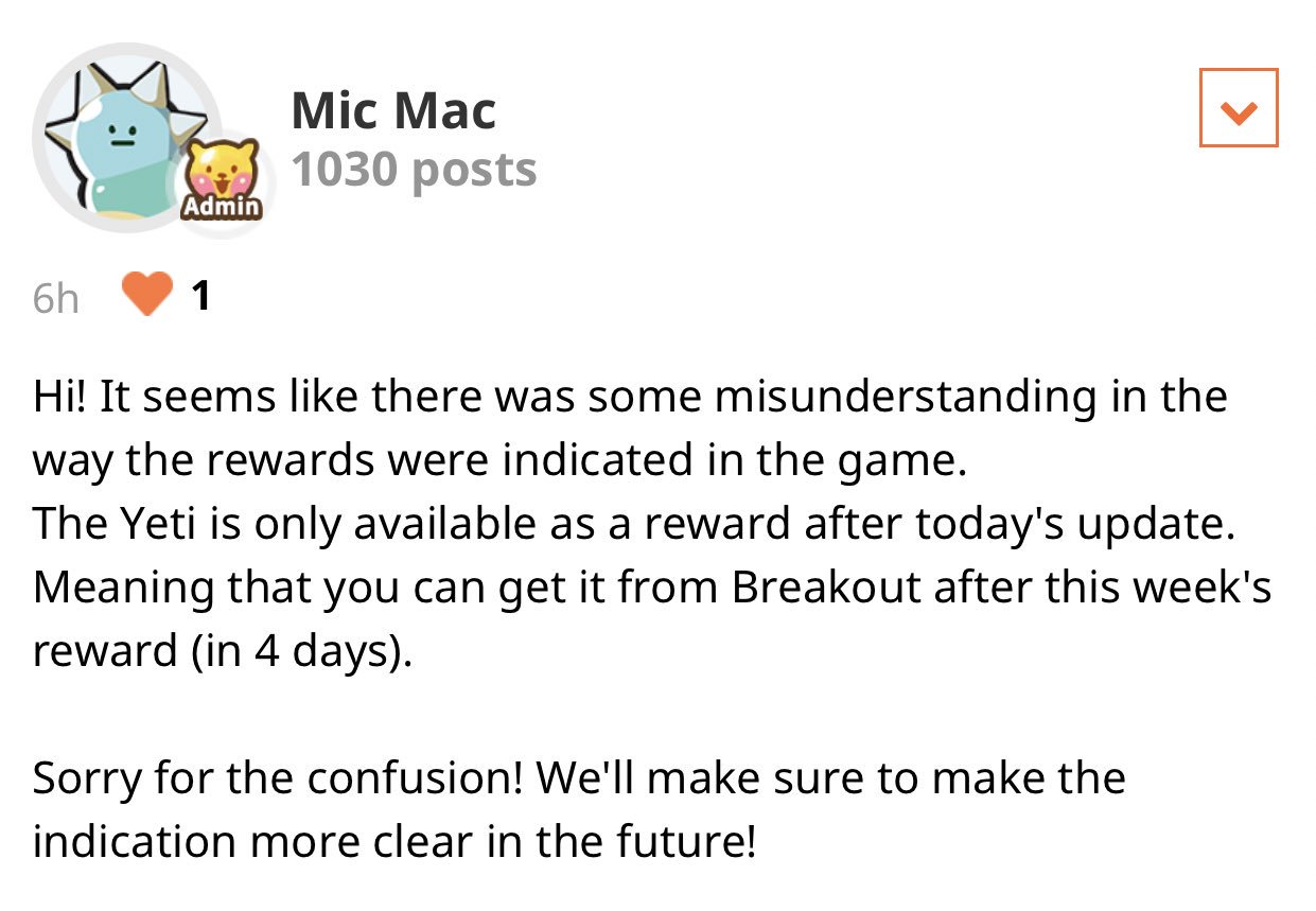 Cookie Run Updates! 🦉 (HIATUS) on Twitter: "(Ovenbreak) As some players  might have misunderstood, Thundersnow Yeti will only be available in this  coming week's Breakout reward in Sands of Yogurca. ❄️  https://t.co/RCis6rzUYE" /