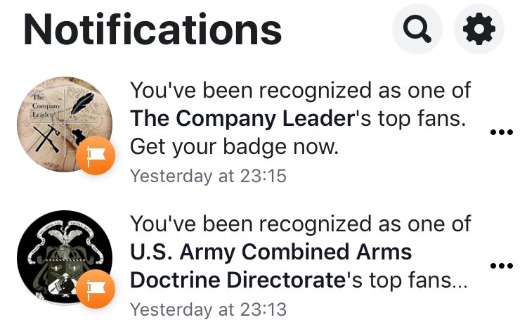 The Book of Faces is now giving me #wargeek badges. 
@TheCompanyLDR @usacac