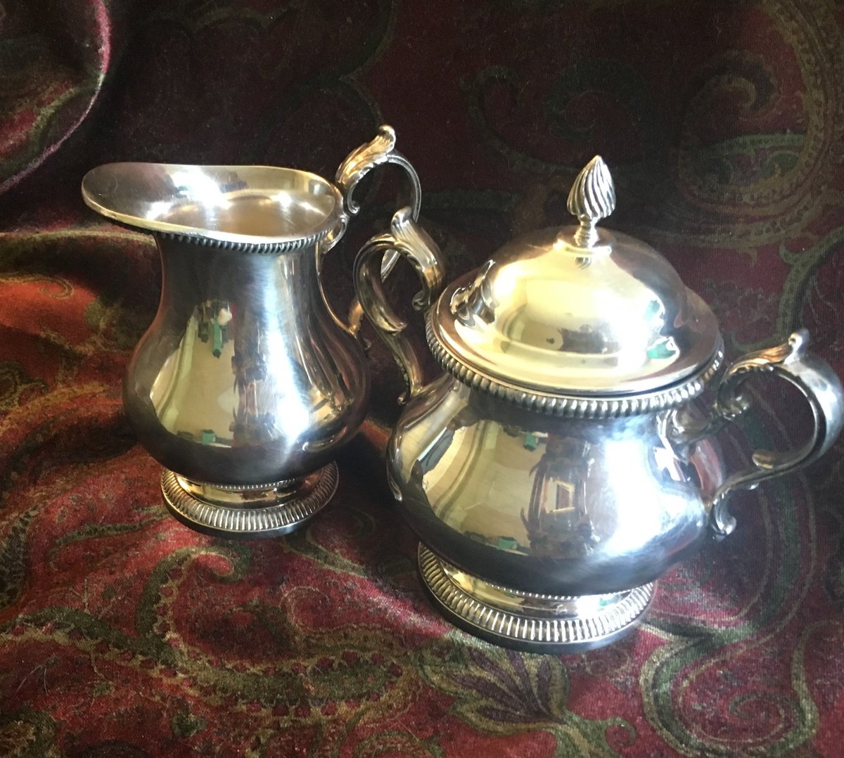 Vintage Silverplate Newport Gorham Creamer and Sugar Bowl Set, Scroll Design, Dining & Serving, Table Accessories tuppu.net/d55500a3 #Etsy #vintage #AntiquesAtlanta #TableAccessories