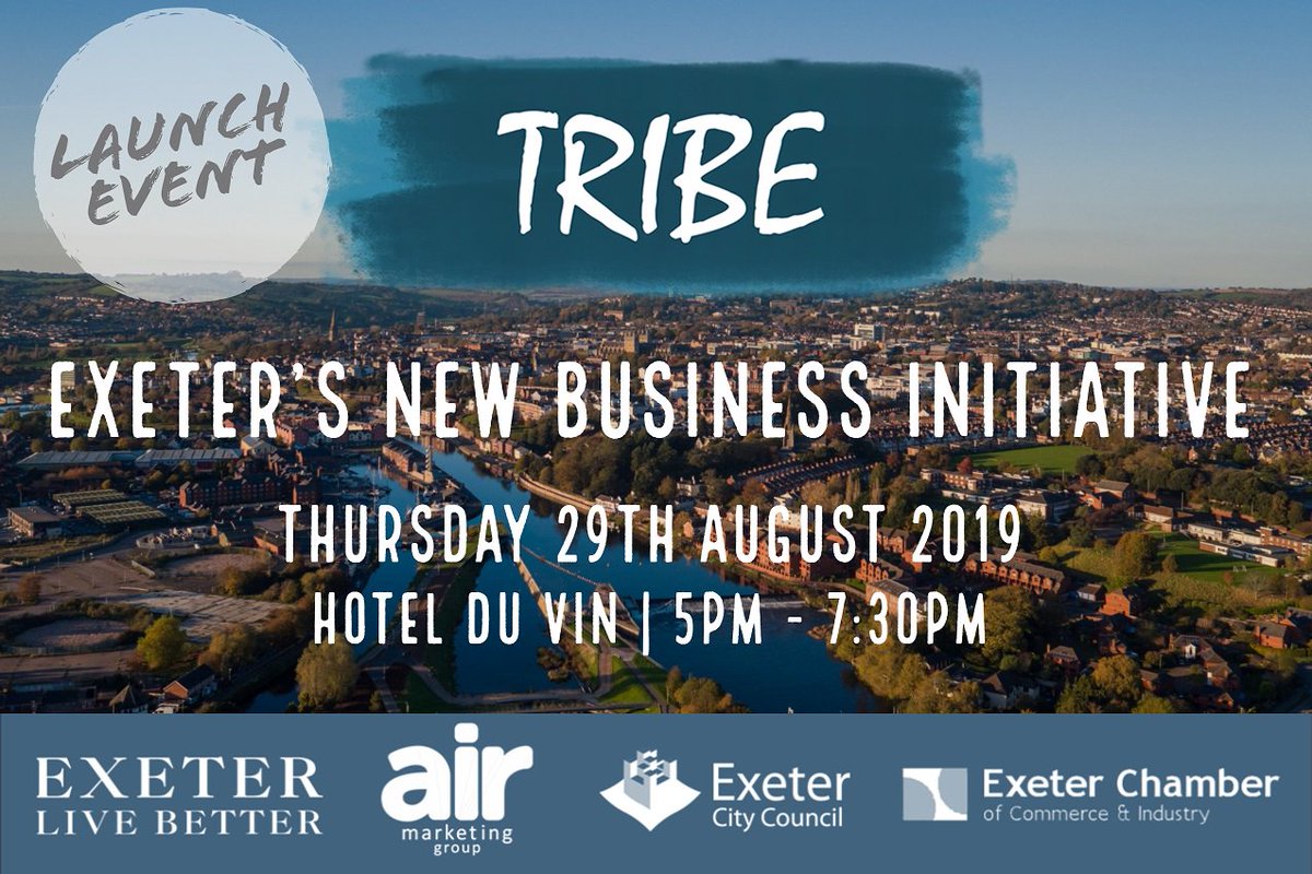 TribeExe's tweet photo. Attend our launch event!
Featuring guest speakers Owen Richards, MD of @airmarketinggrp, @BenPBradshaw, #ExeterMP, and Ann Hunter, @Exeter_BID Manager, discussing how Tribe is set to improve business within our City.
Book now: https://t.co/xxJM3t5bXi
#JoinOurTribe #LaunchEvent https://t.co/ojUNJ52CEm