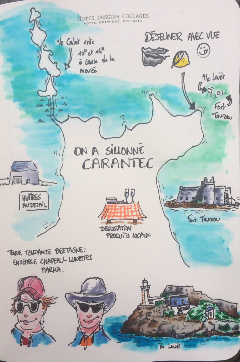 ecollin7's tweet image. Voyage à 🚲 #Bretagne #Finistère #Carentec en #sketchnote par @pablator73