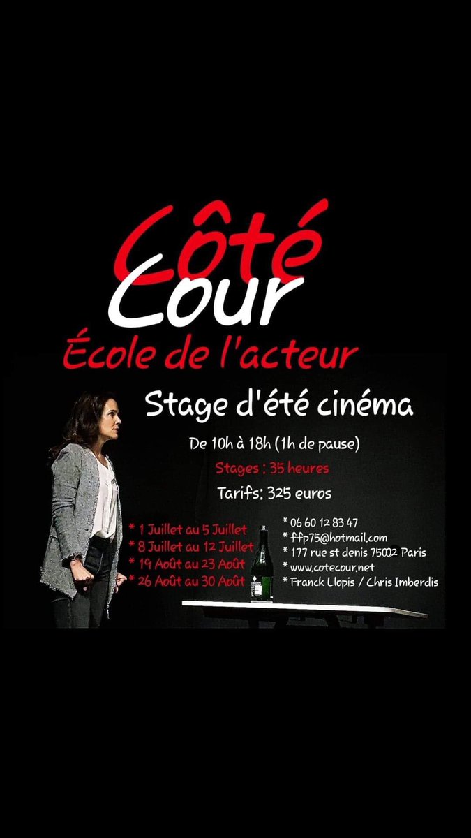 ffp75's tweet photo. Stages d’été cinéma du 19 au 23 août et du 26 au 30 août. Inscriptions sur https://t.co/T42313QXU0 et au 0660128347 @EcoleCoteCour #ecoles #ecole #stage #cinema #jeufacecamera #acting #films #tournage #comediens #comediennes #paris https://t.co/9bvMAOznzm