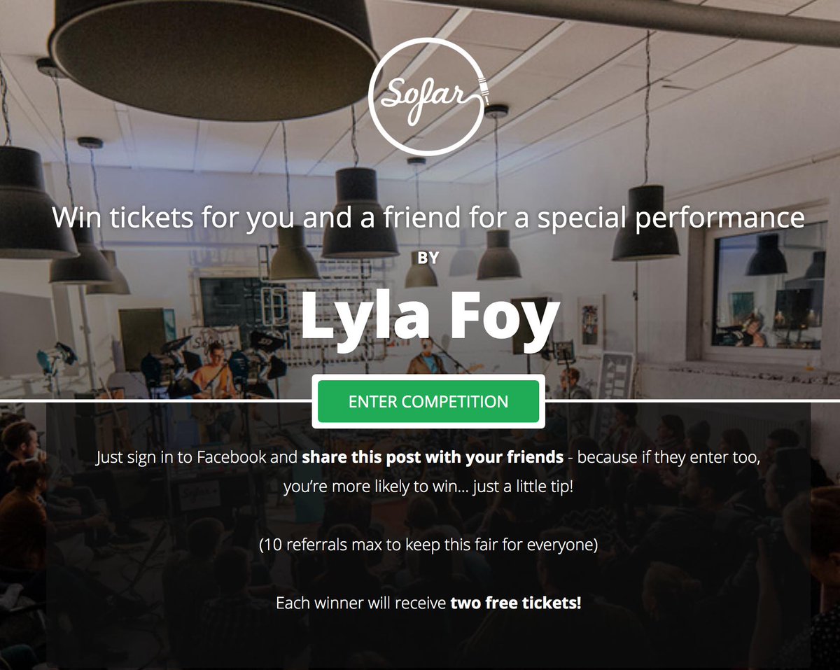 lylafoy's tweet photo. ๐ค win tickets ๐ค to see me playing new songs from my new album, this friday night in london!
https://t.co/7akDkMFJPQ
#ticketgiveaway #freetickets #ticketcomp #WINNER #sofarlondon #sofasounds https://t.co/uO6OCOTlFL