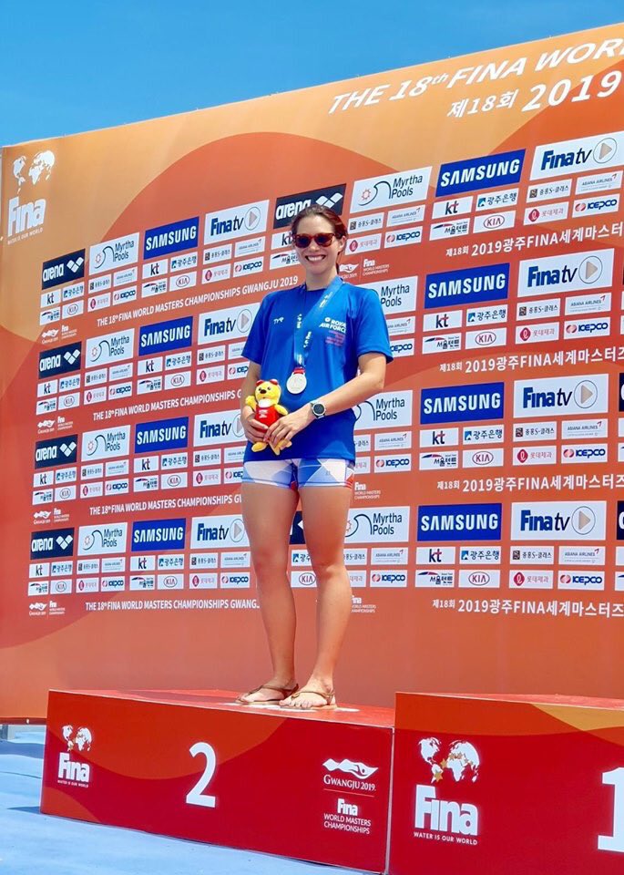 Amazing Sliver medal for Sabina Heywood in the 3km open water (25-29) World Champs! 😊 Massive thanks to Filipe Ferreira Alves and Mike for their great coaching. — at Gwangju, South Korea