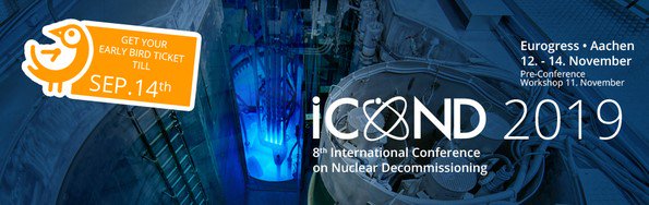SNE_TP's tweet photo. 📆 [SAVE THE DATE] 8th International Conference on Nuclear Decommissioning, 12-14 November 2019 in Germany! #ICOND https://t.co/N1kWqzEPVo https://t.co/yfRI0ApKMf