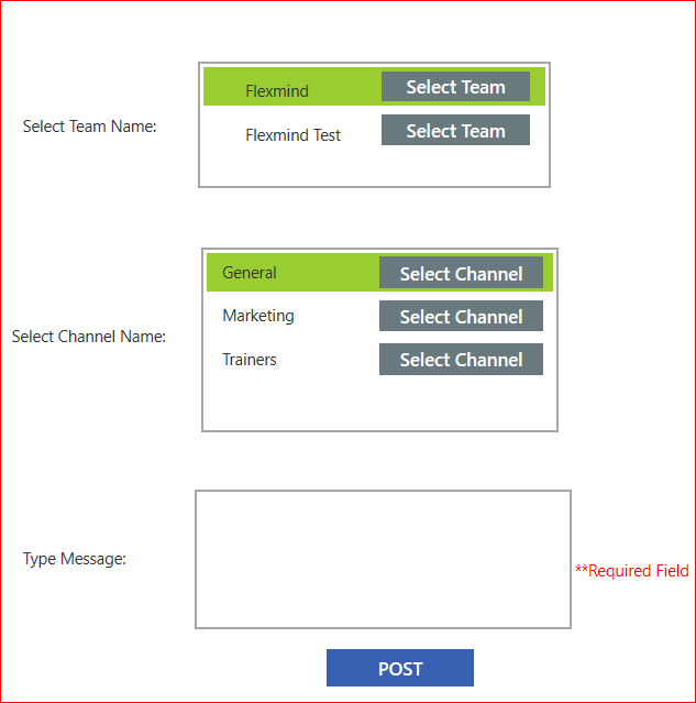Flexmind_co's tweet photo. In this blog, you will learn how to post message to Microsoft Teams through PowerApps using gallery control: https://t.co/zO5ppVyn5x

#powerapps #mspowerapps #msflow #flow #powerplatform #sharepointonline #office365 #microsoft #flexmind https://t.co/kxgwL9zJSf