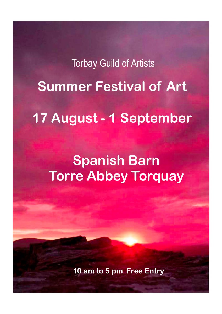 This weekend sees the launch of the Torbay Guild of Artists Summer Festival of Art. I'll be there for the Preview evening on Saturday 17th between 5 &amp; 7pm if you'd like to say Hi with six of my pieces on display. #artexhibition <a href="/GreatDevonDays/">Devon Days #LoveDevon</a>