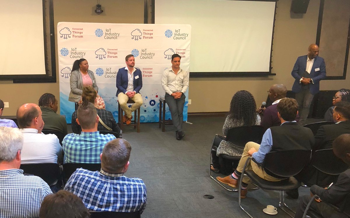IoticZa's tweet photo. Our three speakers: research, government, corporate, take questions. Lyle Brady (Massmart) "I have my own IT budget (as supply chain operations), but I've not labelled IT, I label it 'enablement'. I share some of it with direct reports to go try things." #iotic #connectedthings https://t.co/fbUkaIpMf7