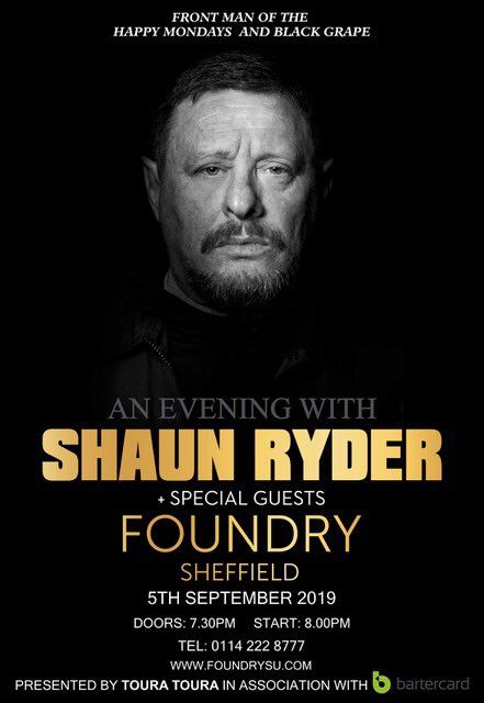 Happy_Mondays's tweet photo. An Evening with Shaun Ryder at Foundry in Sheffield!!
Tickets: https://t.co/TCLjGMq6fv
#ShaunRyder #SWR #HappyMondays #BlackGrape #AnEveningWith #QandA #InConversation #Interview #Foundary #Sheffield 😎 🎤 ⭐️ https://t.co/xmpOIKVbxK