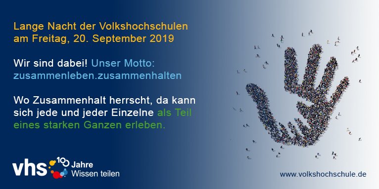 vhs_dachverband's tweet photo. Teil 3 unserer Social Media-Kampagne📱💻für die #LangeNacht am 20. September. Und so geht's: Twittert eins unserer Kampagnen-Bilder, die Ihr hier ➡️ https://t.co/AFHVnBVOeg findet und verwendet dabei die  Hashtags #LangeNacht #wissenteilen #100jahrevhs! https://t.co/TSXBdo3p9u