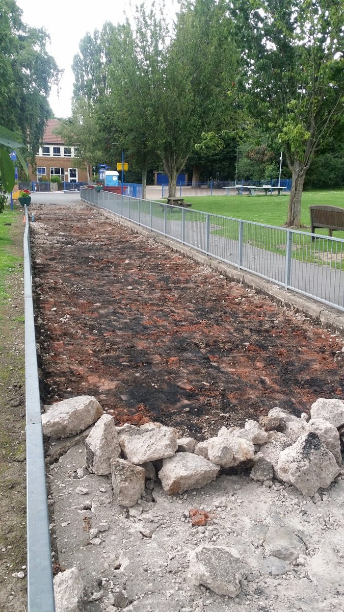 Works ongoing at St Laurence Church Junior School to re-surface the entrance driveway.