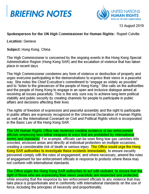 Surya Deva On Twitter Unhumanrights Has Reviewed Credible Evidence Of Law Enforcement Officials Employing Less Lethal Weapons In Ways That Are Prohibited By International Norms And Standards It Urges The Hong Kong Sar