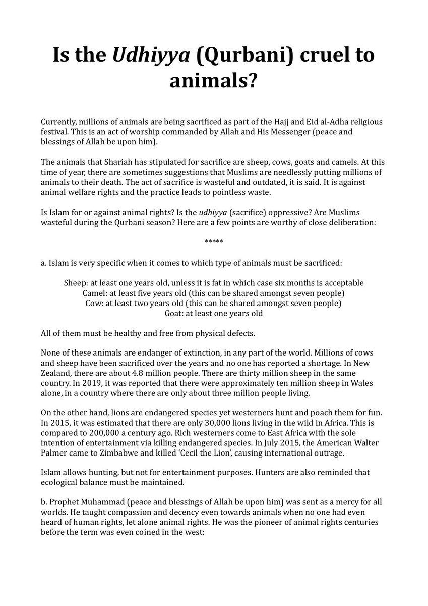Hafiz_Ather's tweet photo. Is the Udhiyya/Qurbani cruel to animals during the #Hajj season? Please read & share this simple article explaining the very green & sustainable nature of this worship.
#GreenIslam https://t.co/vSLWwg4P7r