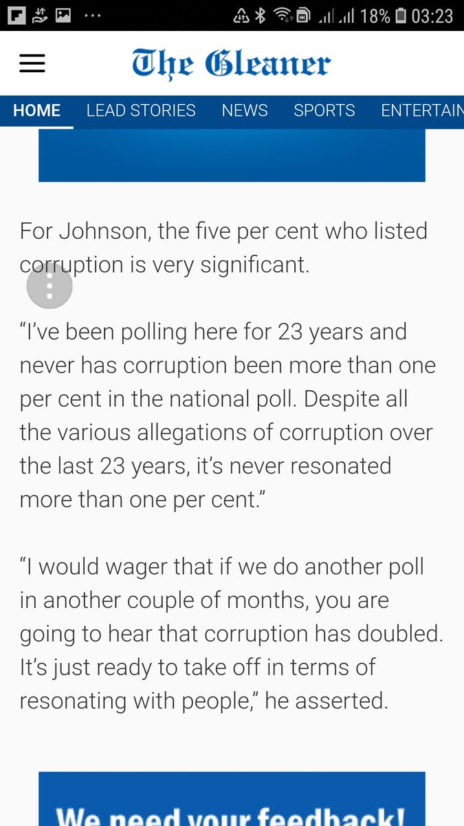 ThompsonCanute's tweet photo. 5% of people in BJ poll see corruption as a major problem facing Jamaica, up from around 1% average over last 23 years. This is huge. A 400% increase. Who says nobody cares? Who says the efforts are wasted? Who says corrupt politicians have nothing to fear. #CorruptionStop https://t.co/5iY1cbqCkX