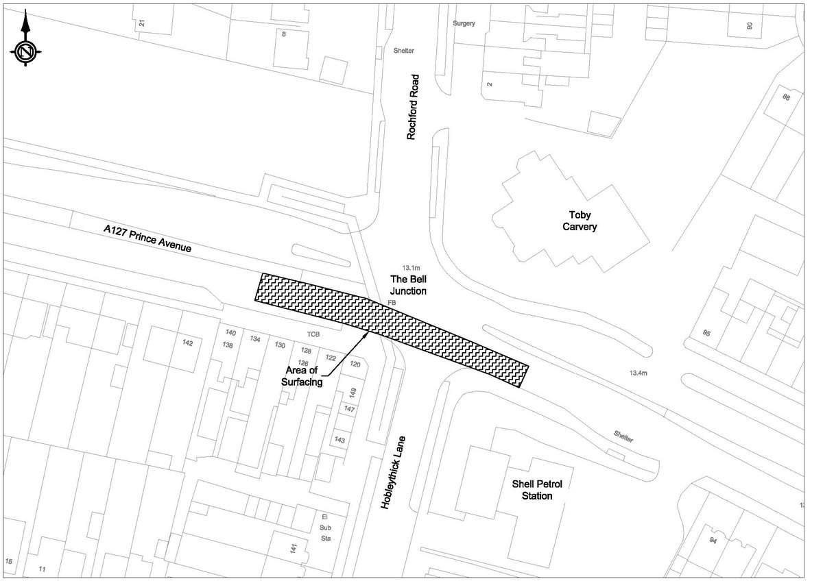 BetterSouthend's tweet photo. #A127 #TheBell Overnight closure 14/08 from Cuckoo Corner to just passed the The Bell junc London bound for resurfacing works. 9pm-6am - no right turns into Hobleythick Lane and Rochford Rd - Diversions in place. https://t.co/lokWWSMigE