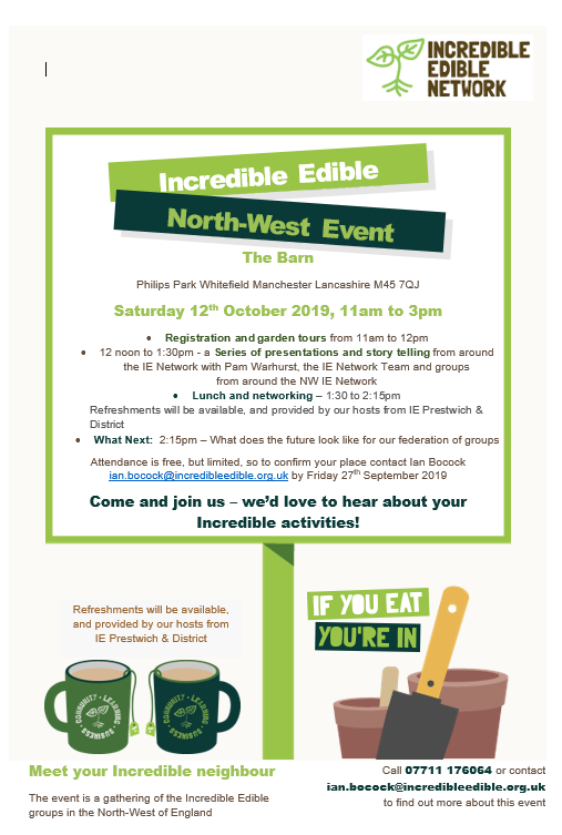 The North West <a href="/IncEdNetwork/">Incredible Edible</a> gathering is taking place in October <a href="/EdiblesKnowsley/">Alina</a> @IncEdWigan <a href="/Incredibleedib8/">Incredibleedibleastley</a> <a href="/IE_Mossley/">IE_Mossley</a> <a href="/IeStretford/">I E Stretford</a> <a href="/IELevy/">I E Levenshulme</a> <a href="/IERammy/">IERamsbottom 🌎</a> <a href="/IEPrestwich/">Incredible Edible Prestwich & District</a> <a href="/IERossendale/">Incredible Edible</a> <a href="/IncrEdibleManc/">IncredibleEdible Mcr</a> @CommunityAllot1 - Come and join us