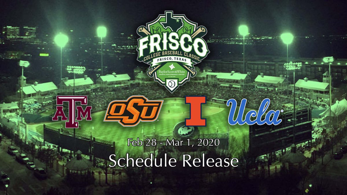 FriscoClassic's tweet photo. 2020 Frisco Classic Schedule
Fri, Feb 28
UCLA vs OSU - 3:00pm
TAMU vs Illinois - 7:00pm

Sat, Feb 29
Illinois vs OSU - 2:00pm
UCLA vs TAMU - 6:00pm

Sun, Mar 1
Illinois vs UCLA - 11:00am
OSU vs TAMU - 3:00pm
https://t.co/lFZvD4J8uC

Find advanced Tickets @ https://t.co/DhydzvyoGZ https://t.co/CmkFBpjtl3