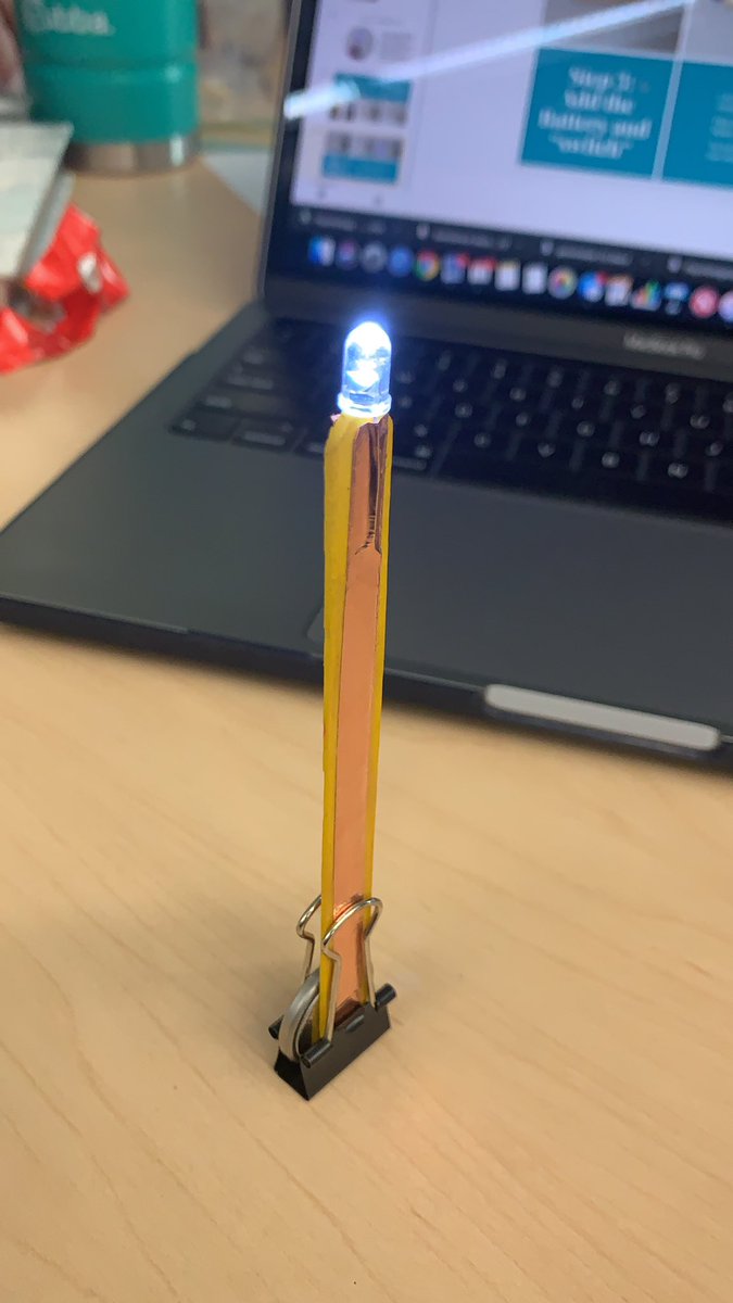 Maker mania in the library!  Making a Harry Potter wand with popsicle sticks, LEDs, button batteries, and copper tape! #leadmbhs #hcslibrarymedia